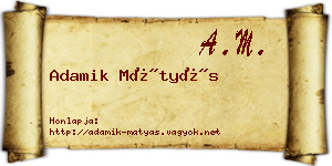 Adamik Mátyás névjegykártya