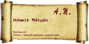 Adamik Mátyás névjegykártya